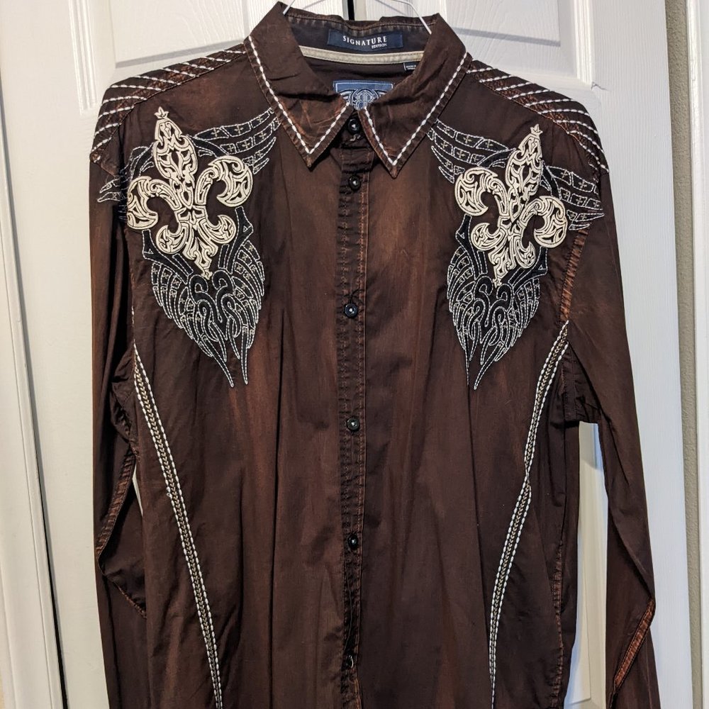Men's ROAR shirt by Buckle. Long sleeve button up shirt. Size XL. Brown
